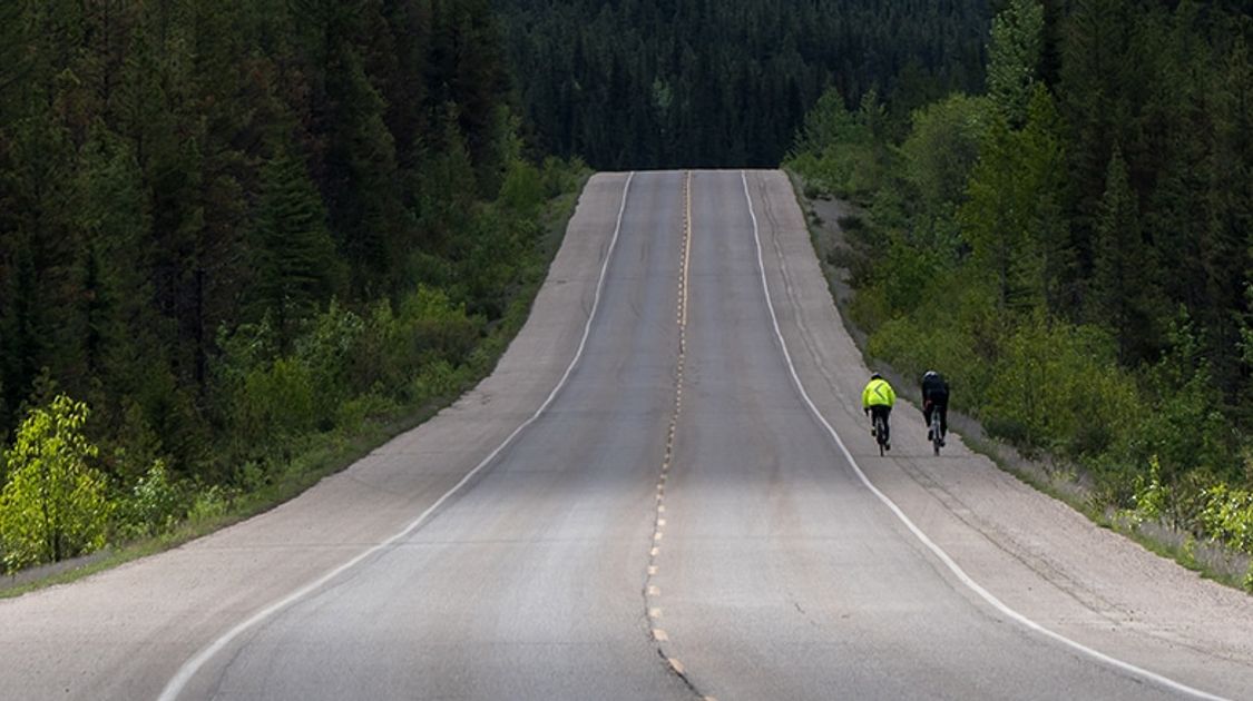 Biking the Icefields Parkway near Sunwapta falls
