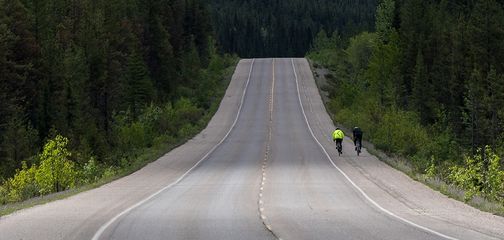 Biking the Icefields Parkway near Sunwapta falls