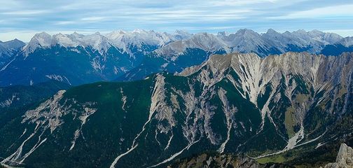 Panorama of the Reither Spitze hike near Innsbruck, Austria