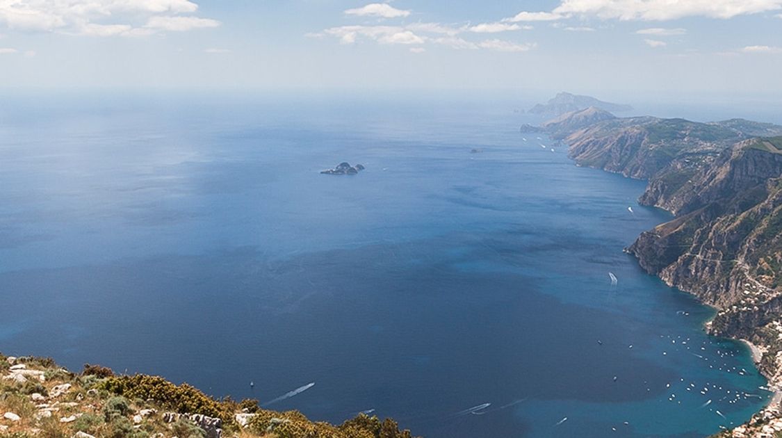 Panorama from the Tre Calli loop hike in Amalfi Coast, Italy