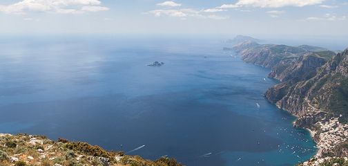 Panorama from the Tre Calli loop hike in Amalfi Coast, Italy
