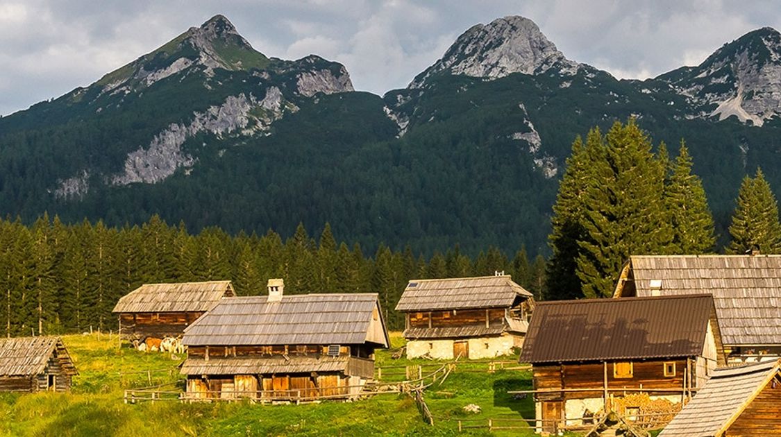 Panorama from the Debela Peč hike in Julian Alps, Slovenia