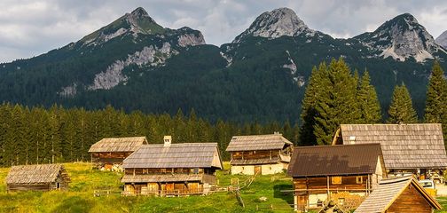 Panorama from the Debela Peč hike in Julian Alps, Slovenia