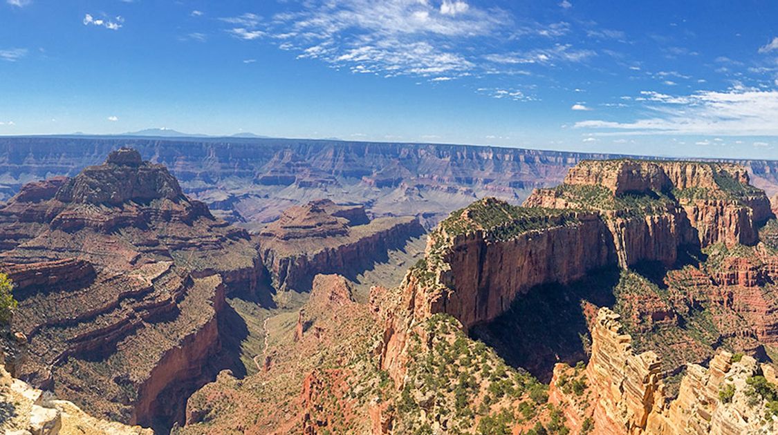 Panorama of the Cape Royal hike in Grand Canyon National Park, Arizona