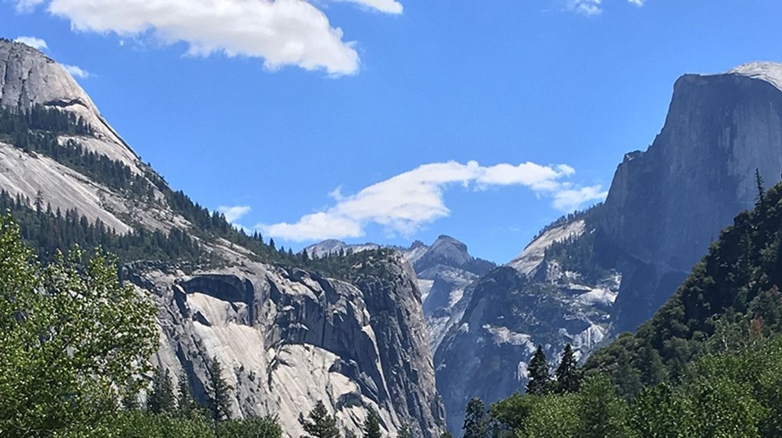 Panorama of the Yosemite Valley hike in Yosemite National Park