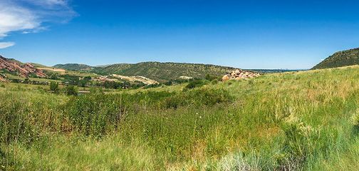 Panorama of the Mount Falcon Park hike in Denver, Colorado
