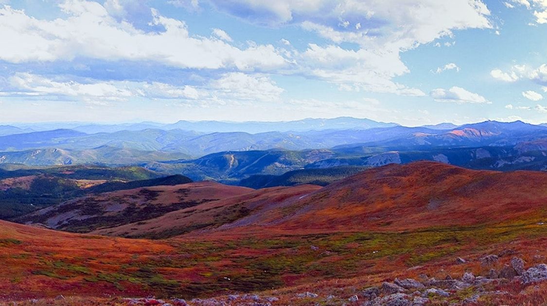 Panorama from the Arapaho Glacier Trail hike in Indian Peaks, Colorado