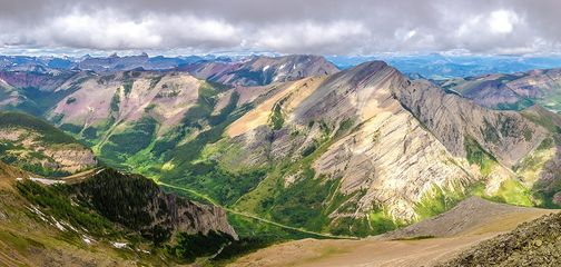 Panorama on Drywood Mountain Traverse scramble in Castle Provincial Park, Alberta