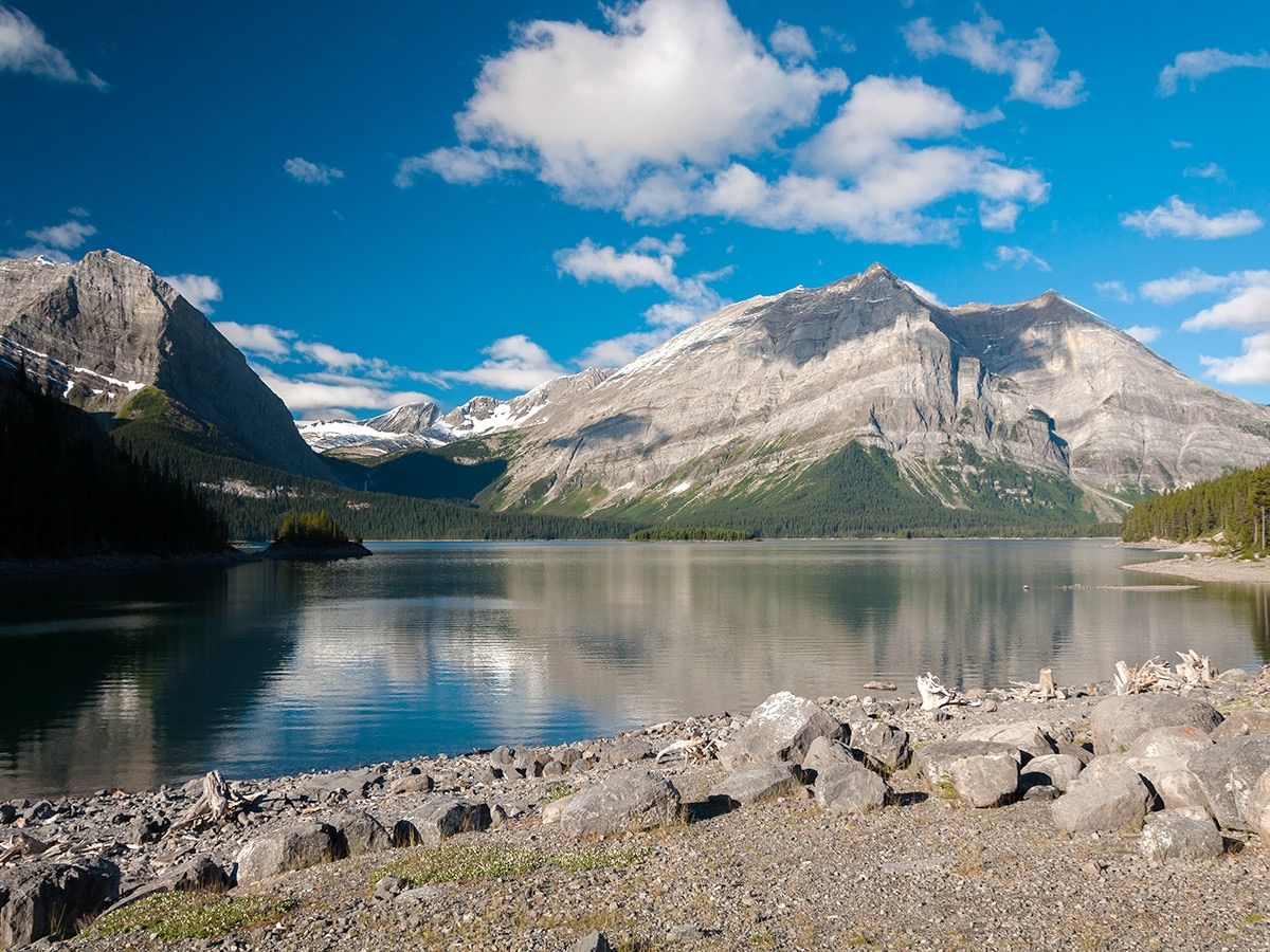 Upper Kananaskis Lake on Turbine Canyon backpacking trail near Kananaskis, the Canadian Rockies