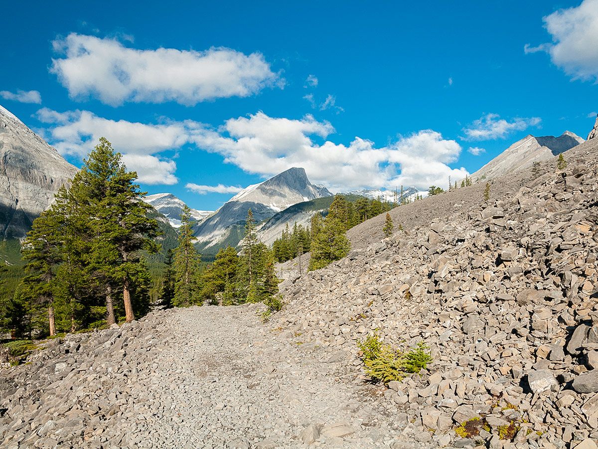 Hiking Turbine Canyon backpacking trail near Kananaskis, the Canadian Rockies