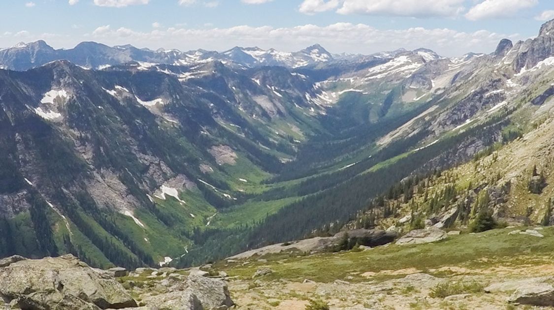 Panoramic view from a beautiful hike in West Kootenays, BC