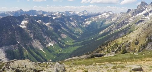 Panoramic view from a beautiful hike in West Kootenays, BC