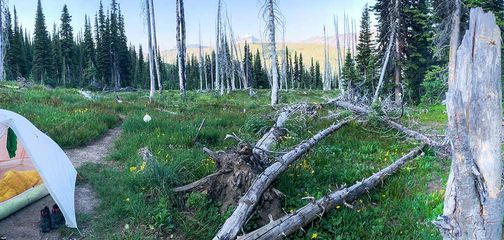 Setting up Big Agnes Copper Spur 2 Platinum Tent at camp