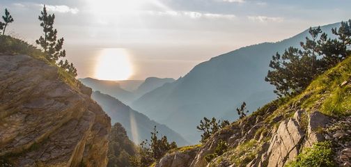 Panoramic view of hiking trail in Greece