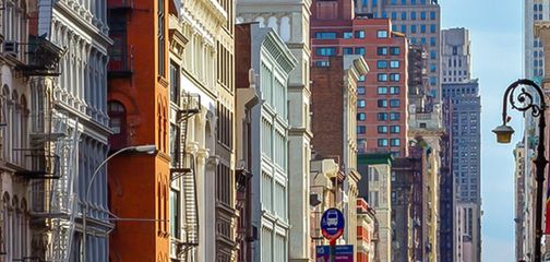 Panoramic views of Greenwith on city-walk in New York City
