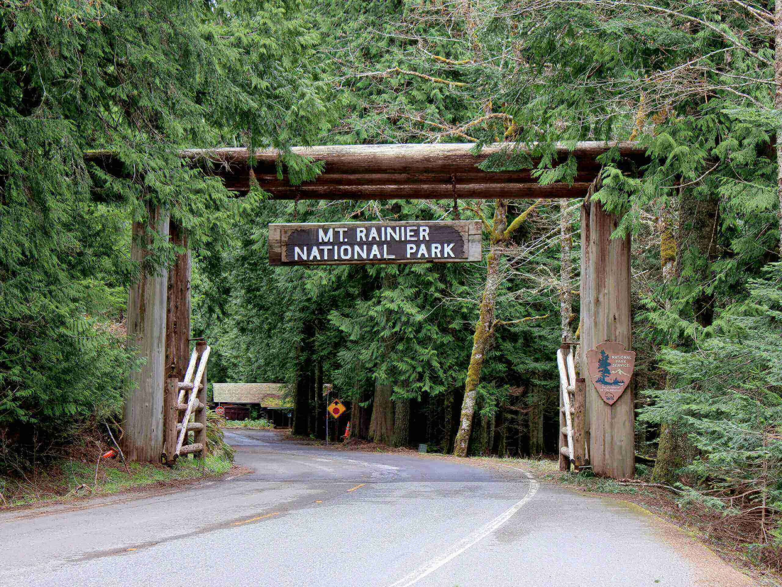 Mount Rainier National Park wooden entrance gate