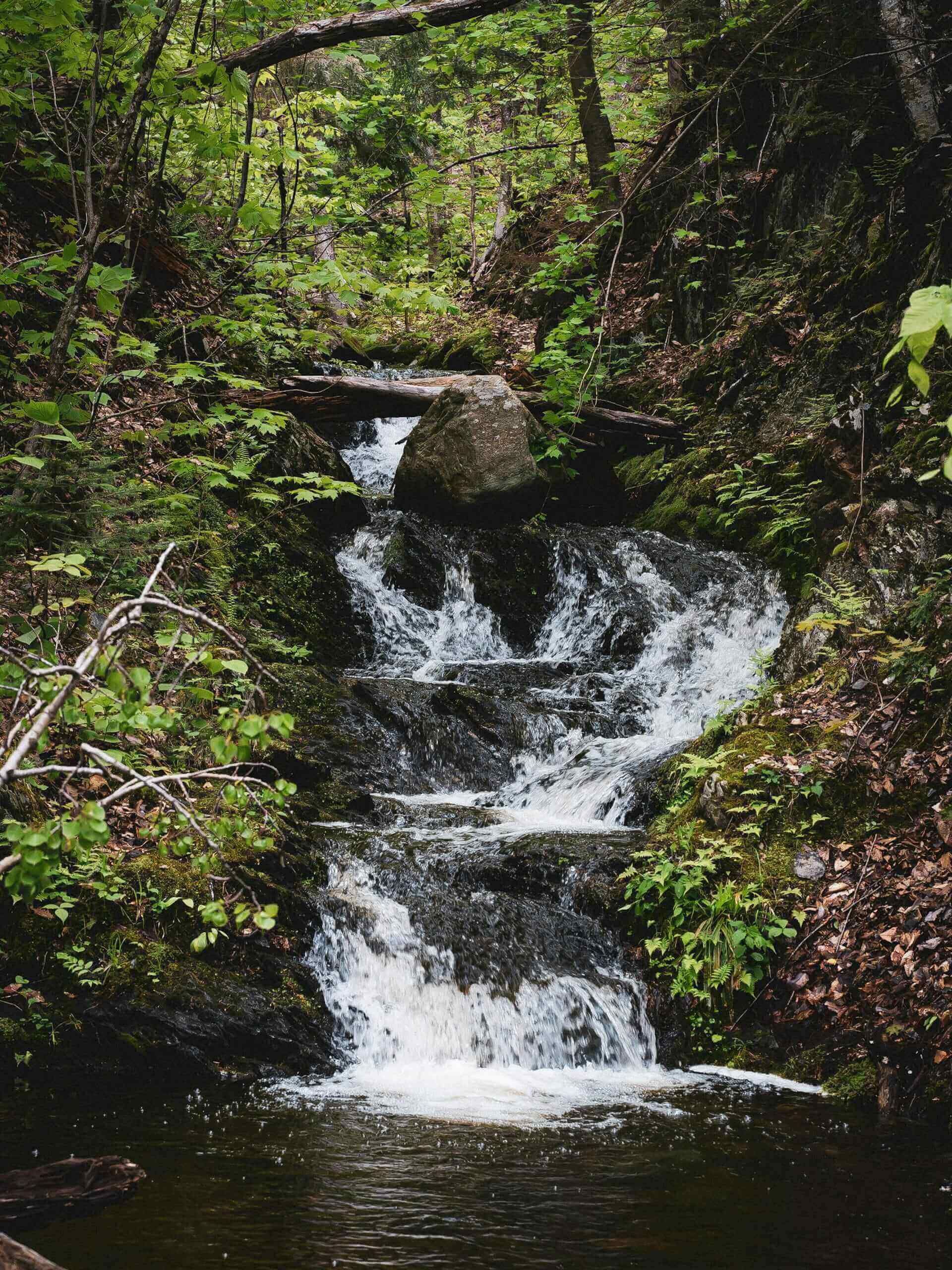 Parc National du Mont Orford natural waterfalls near Montreal