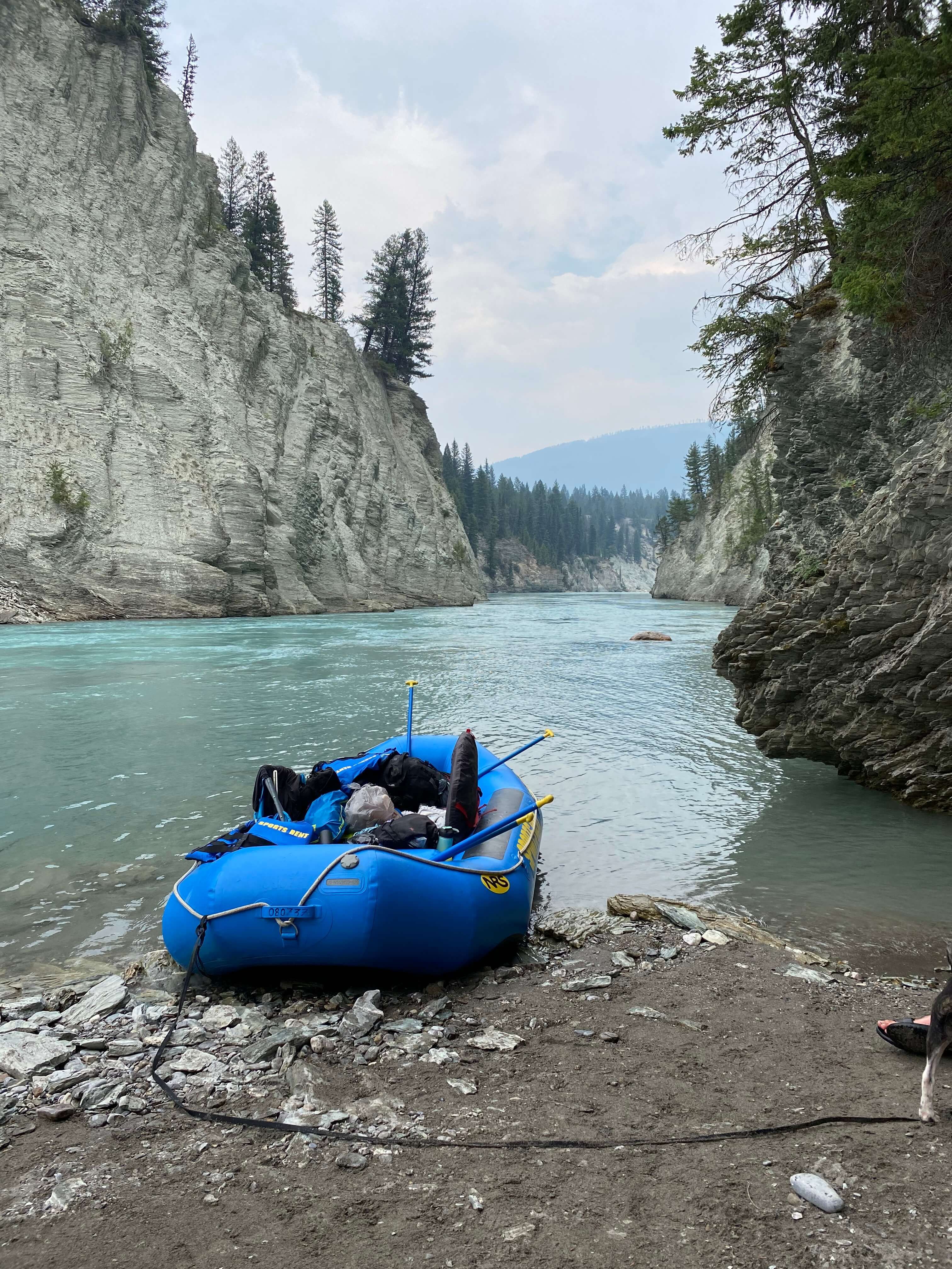 Rafting and camping along Kootenay River