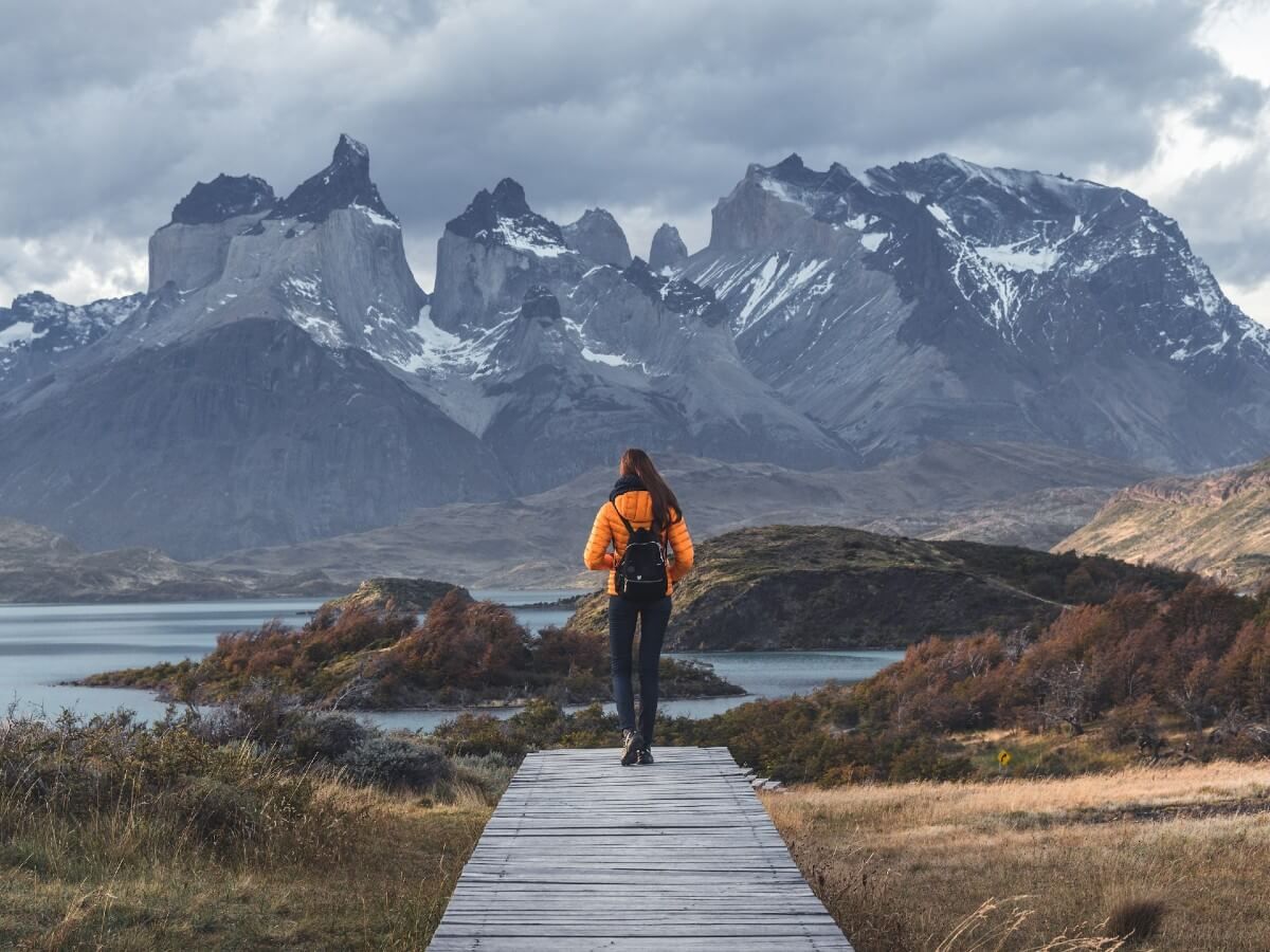 Sarah walking in Torres del Paine