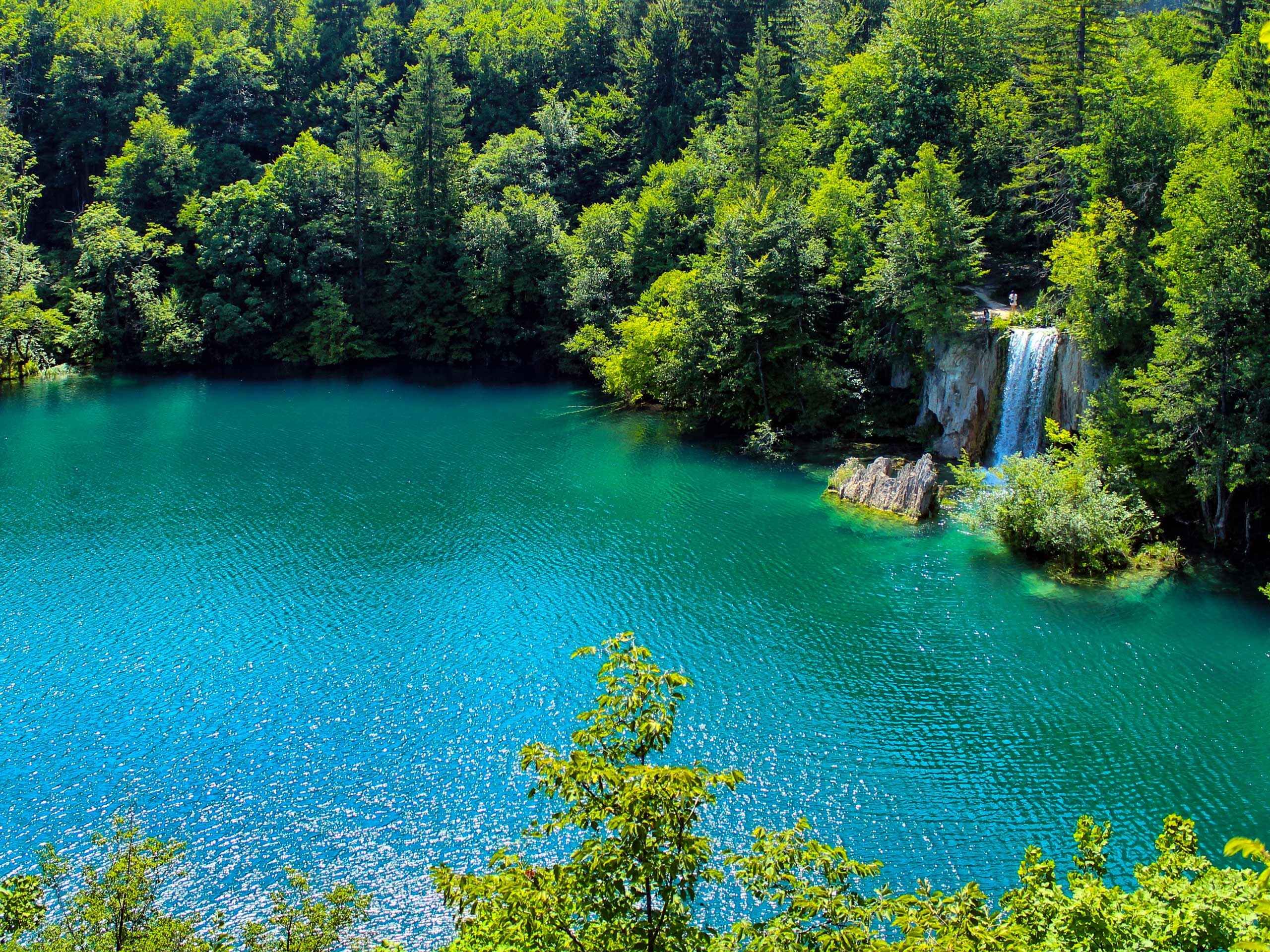 Plitvice Lakes National Park lakes and waterfalls in Plitvicka Jezera
