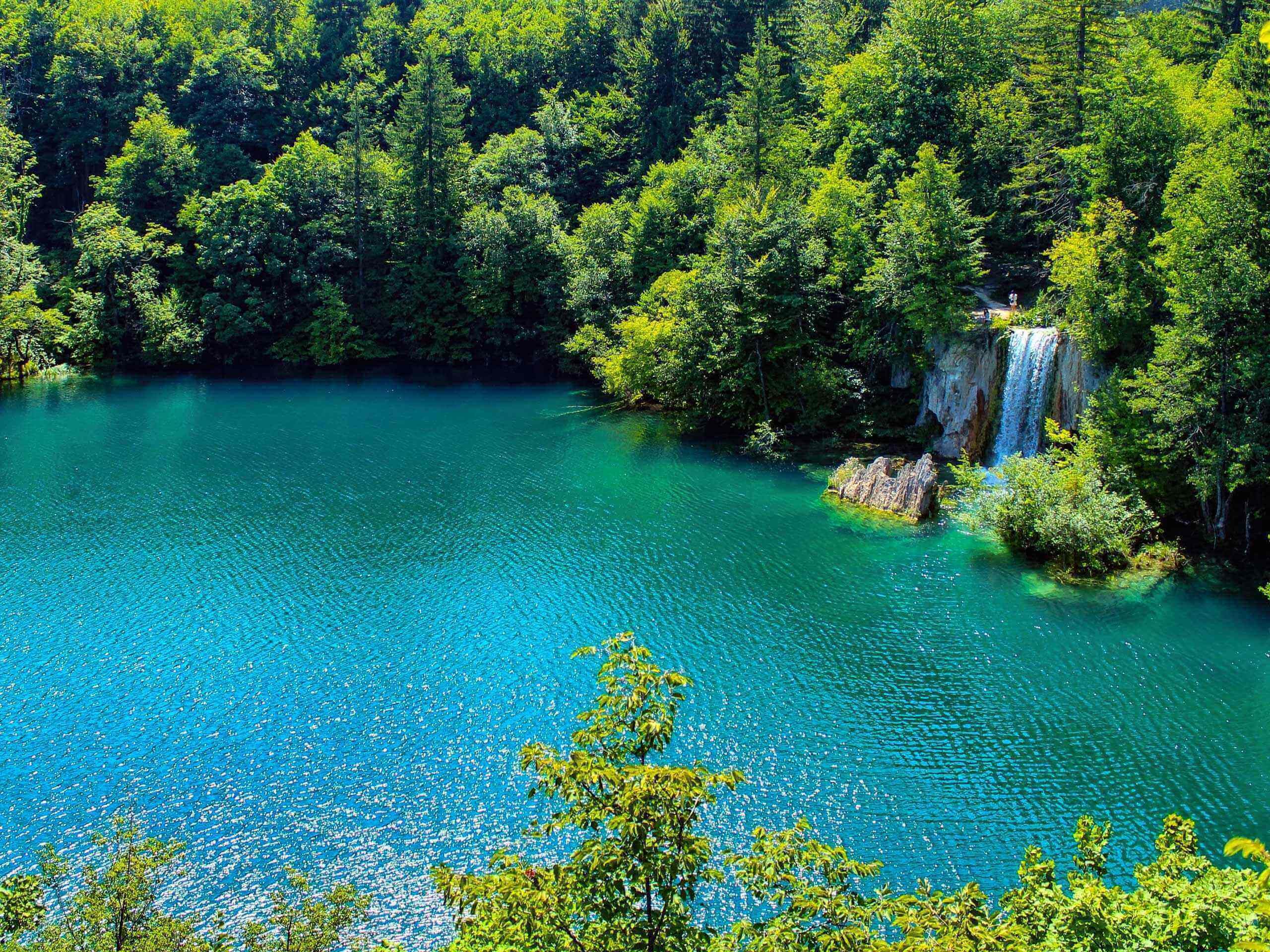 Plitvice Lakes National Park lakes and waterfalls in Plitvicka Jezera