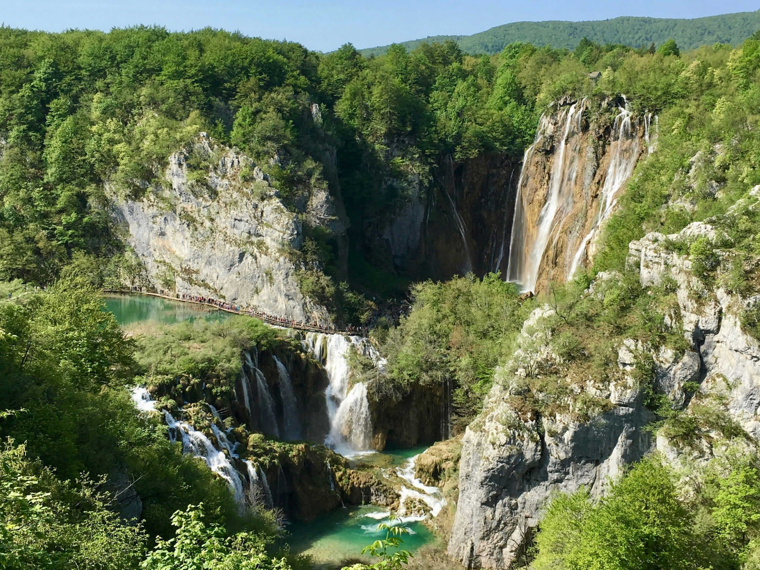Walking paths bridges through Plitvice Lakes