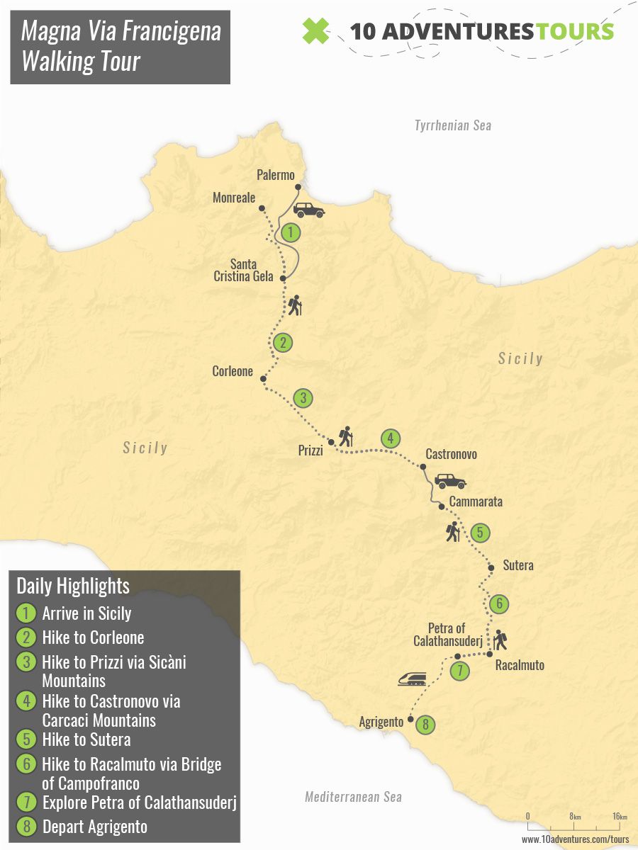 Map of Magna Via Francigena Walking Tour