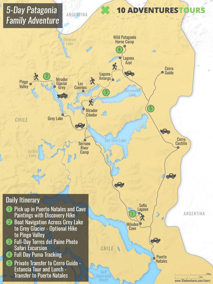 Map of 5-Day Patagonia Family Adventure