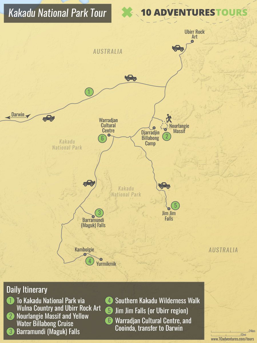 Map of Kakadu National Park Tour