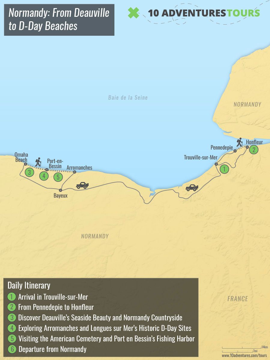 Map of Normandy: From Deauville to D-Day Beaches