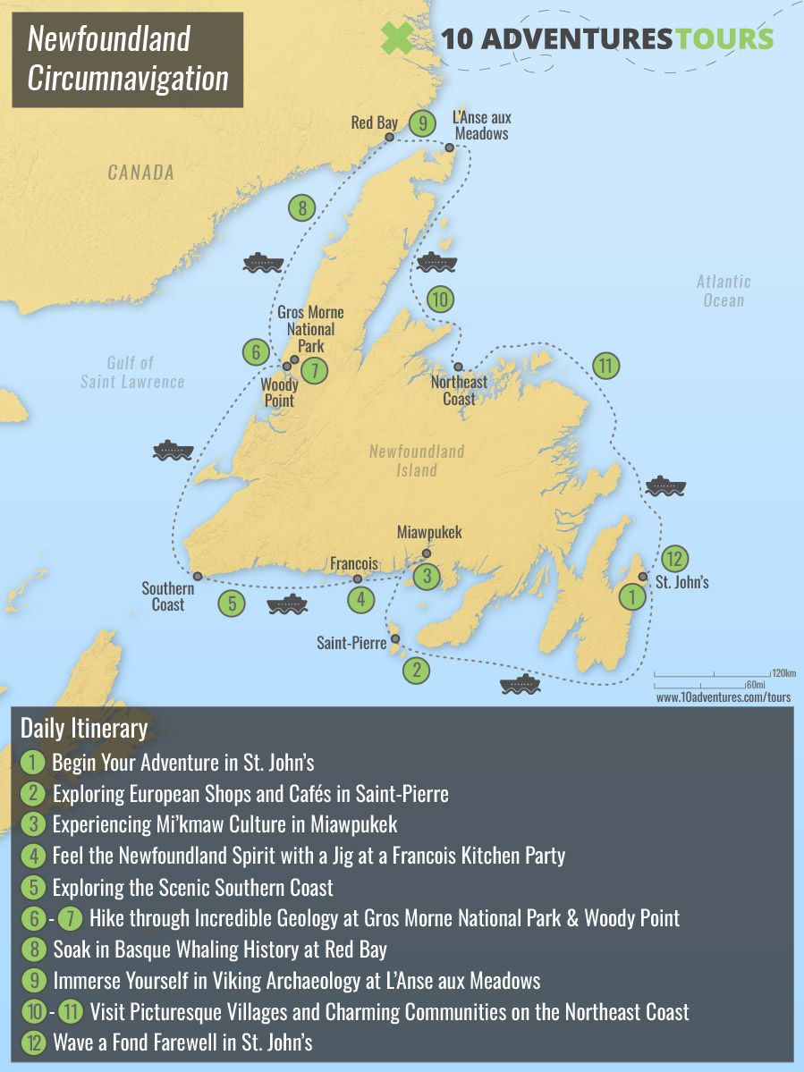Map of Newfoundland Circumnavigation Cruise