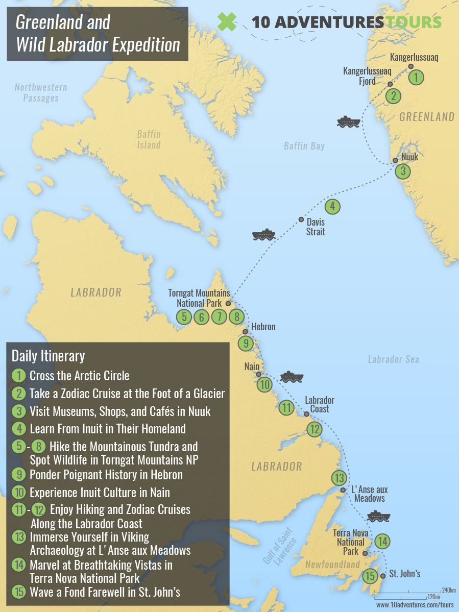 Map of Greenland and Wild Labrador 2026 Expedition