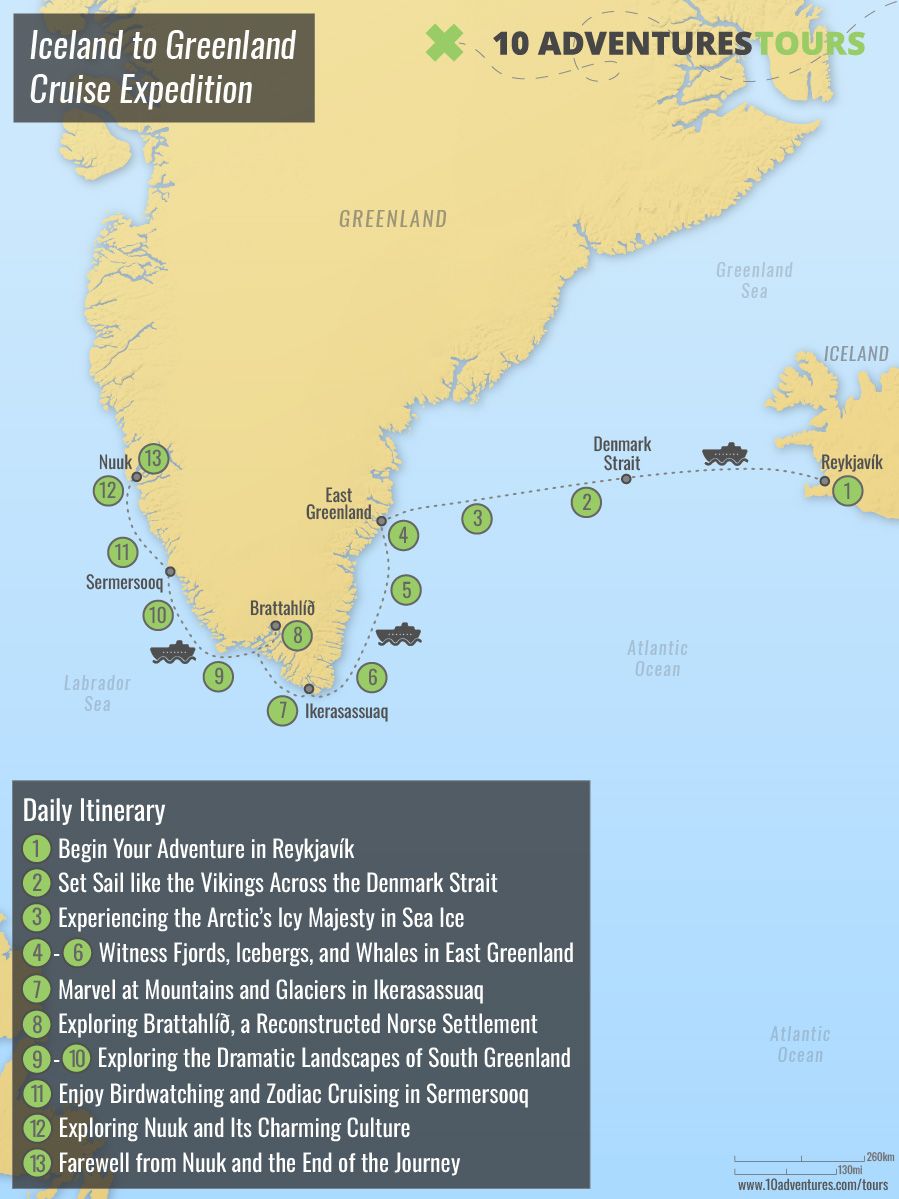 Map of Iceland and Greenland 2026 Cruise