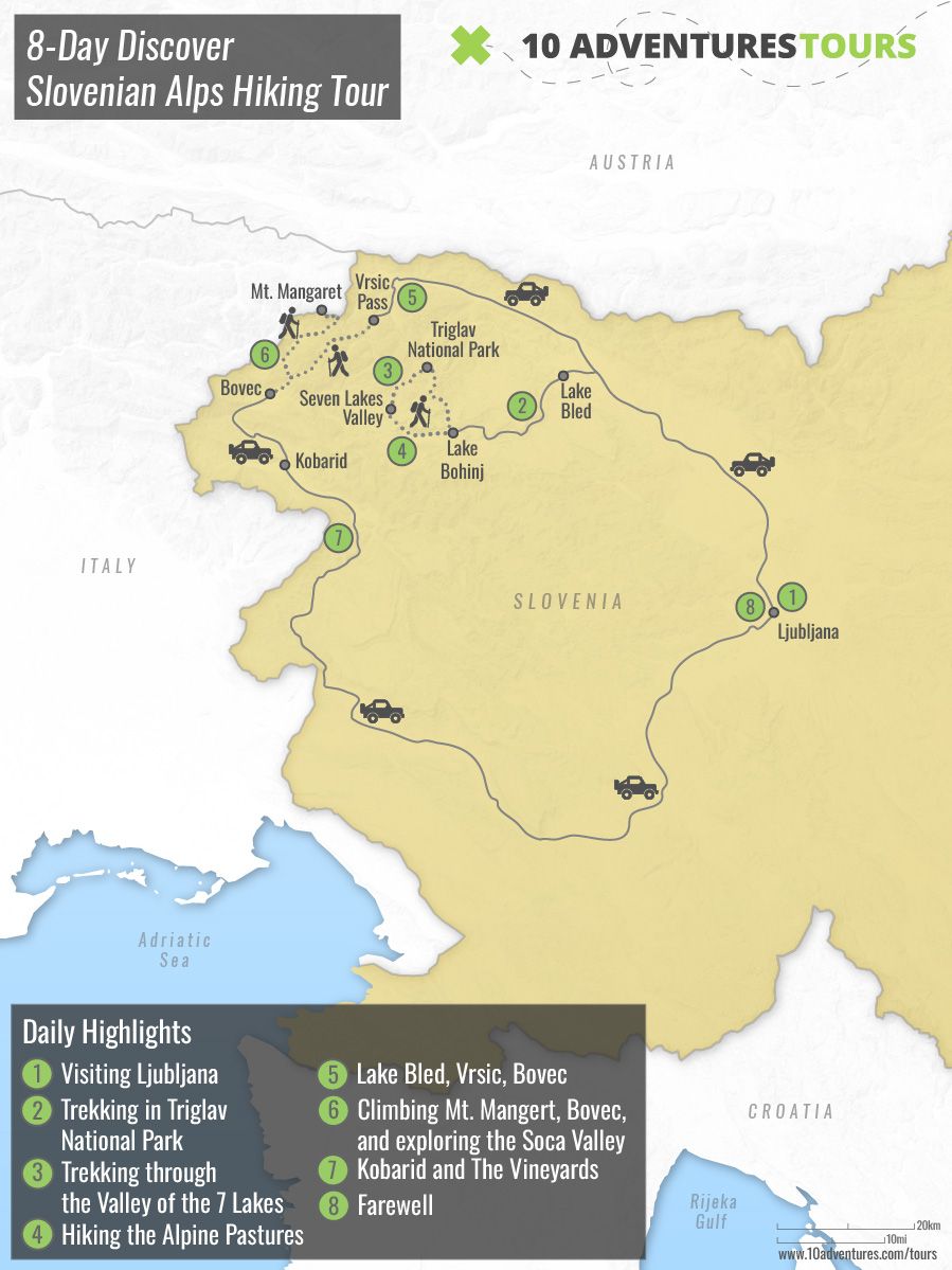 Map of Discover Slovenian Alps guided Hiking Tour
