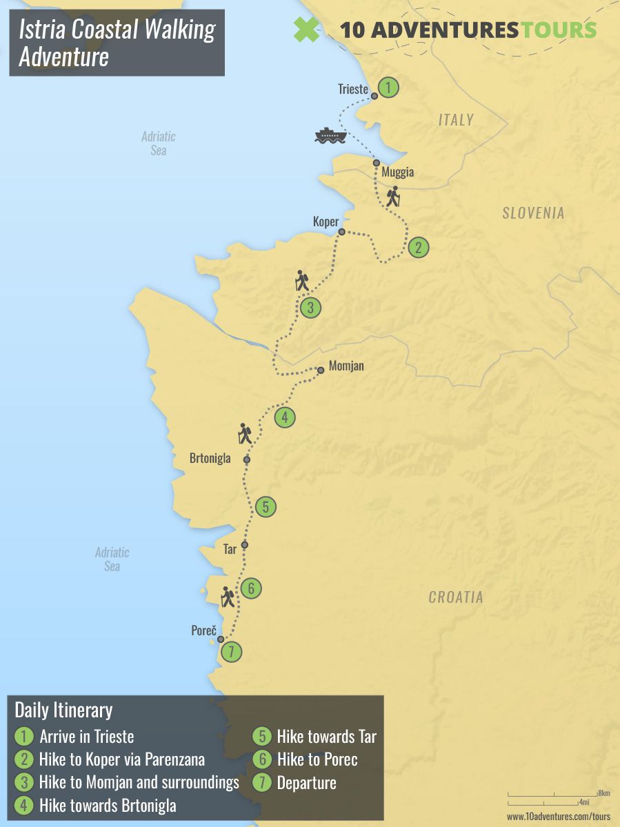 Map of Istria Coastal Walking Adventure