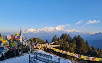 Poon Hill Mountain View With Prayer Flags