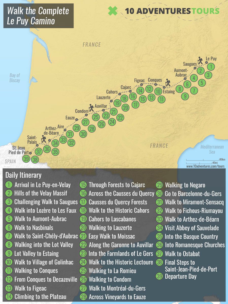Map of Walk the Complete Le Puy Camino