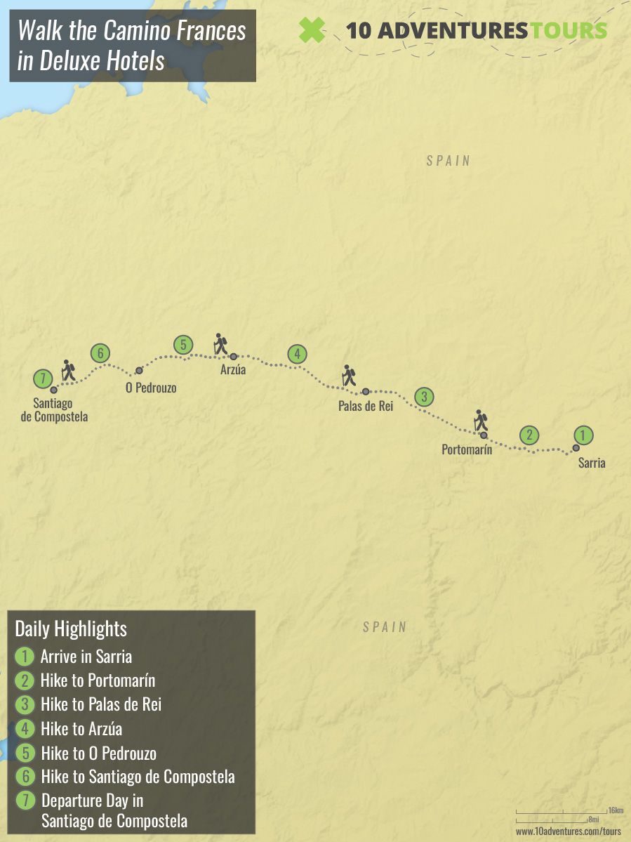Map of Walk the Camino Frances in Deluxe Hotels