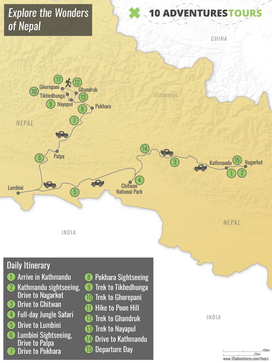 Map of Explore the Wonders of Nepal