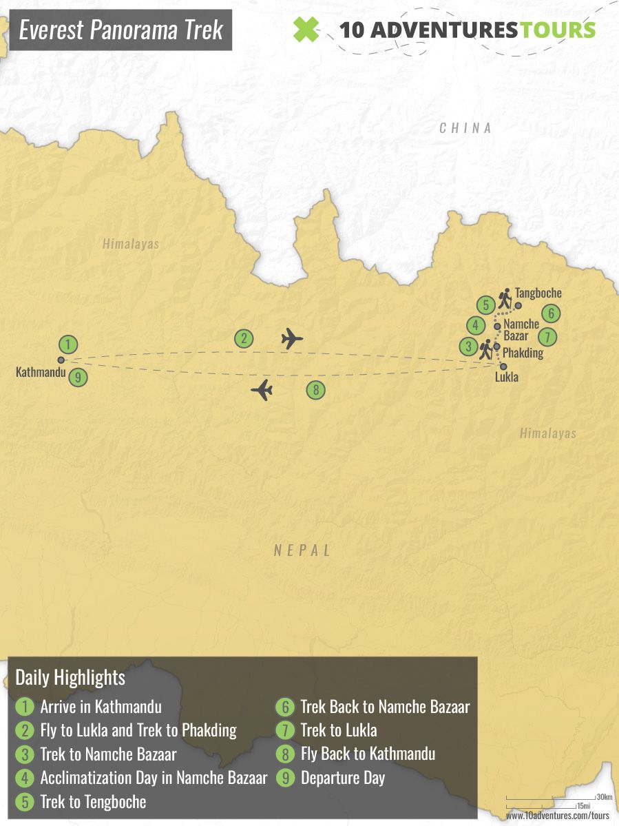Map of Everest Panorama Trekking Tour