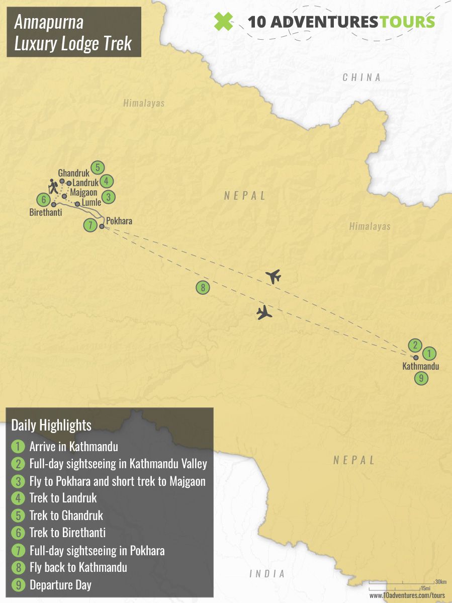 Map of Annapurna Luxury Lodge Trekking Tour
