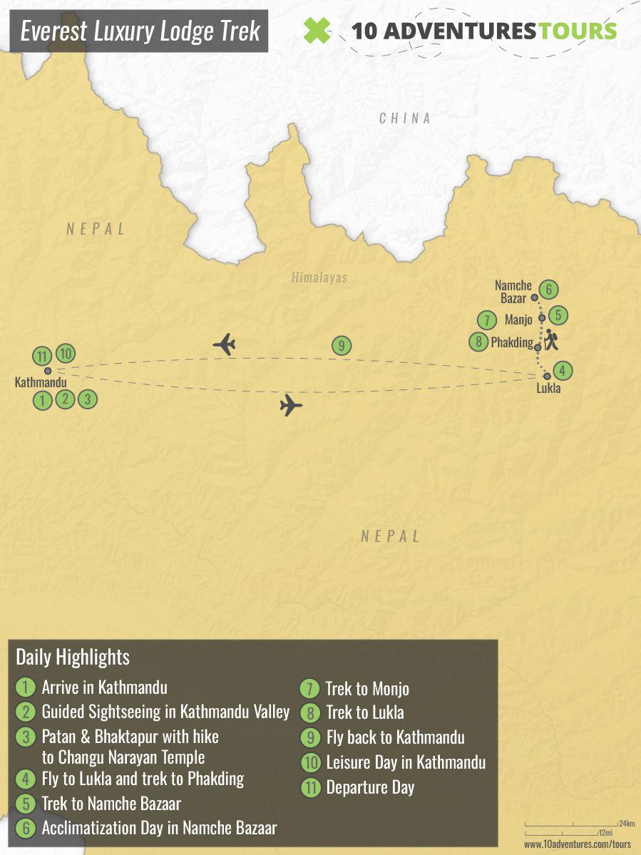 Map of Everest Luxury Lodge Trekking Tour