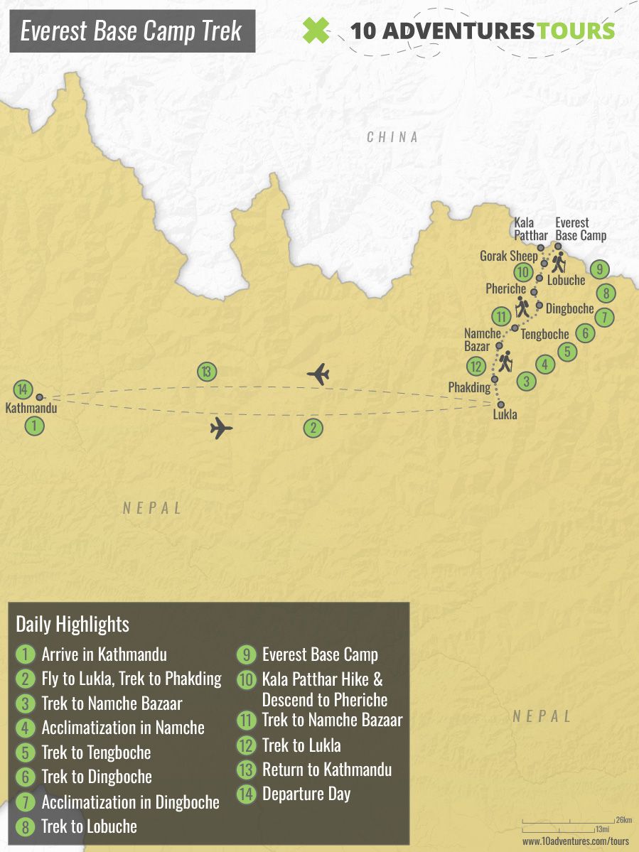 Map of Everest Base Camp Trekking Tour