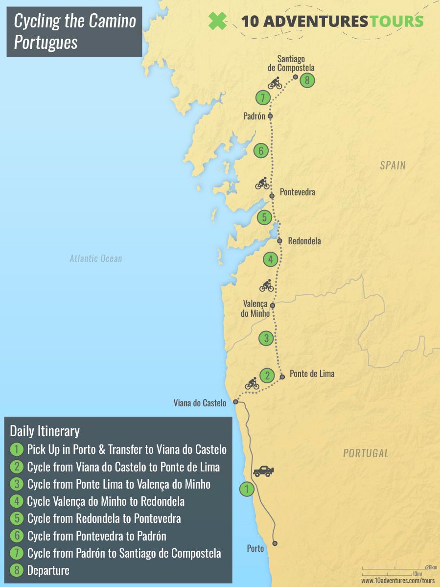 Map of Cycling the Camino Portugues